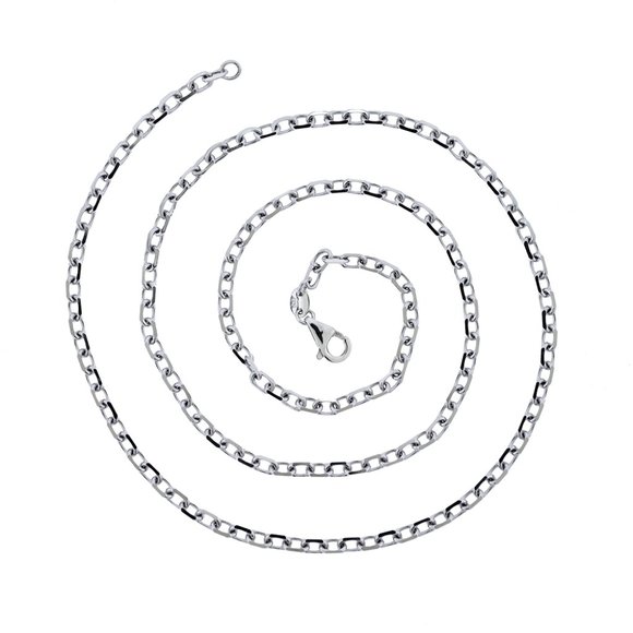 3mm Cable Rolo Link Chain Necklace 14k White Gold - Picture 1 of 3